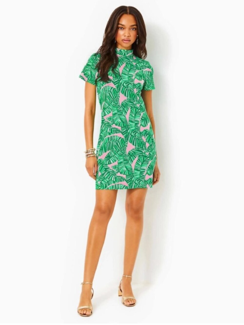 NWT Lilly Pulitzer Hallie Short Sheeve Dress Conch Shell Pink Lets Go Bananas